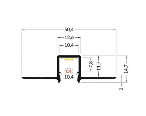 Profil LED încastrat HIDE10, aluminiu anodizat, lungime 2m