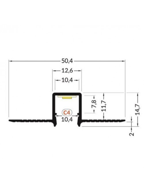 Profil LED încastrat HIDE10, aluminiu anodizat, lungime 2m