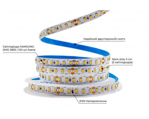 Banda LED PROLUM™ 48V; 2835\120; IP20; Seria „SG”, alb cald (2700-3000K)