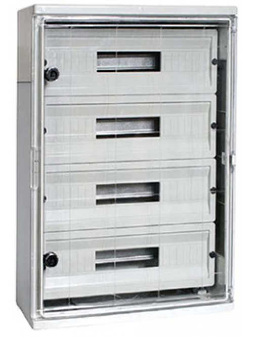 Шкаф ударопрочный из АБС-пластика e.plbox.350.500.195.45m.tr, 350х500х195мм, IP65 с прозрачными дверцами и панелью под 45 модулей