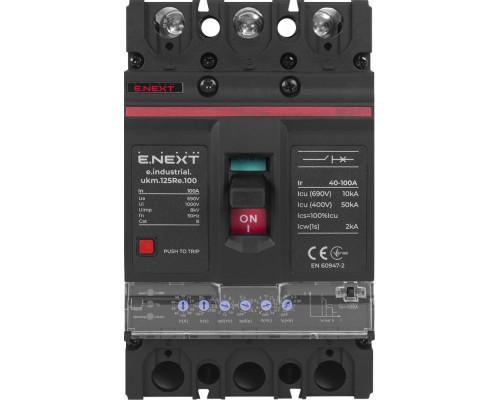 Силовой автоматический выключатель e.industrial.ukm.125Re.80  электронным росцепителем, 3р, 80А