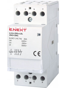 Контактор модульный на DIN-рейку e.mc.220.4.25.2NO+2NC, 4р, 25А, 2NO+2NC, 220В