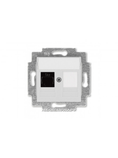 Розетка информационная ABB Levit RJ45 категория 5e и заглушка серый