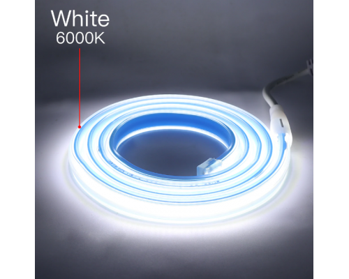 Banda LED PROLUM™ 220V; BUFNIŢĂ; 280 LED; IP68; 12 MM; Seria „S”, alb cald (2800-3200K)