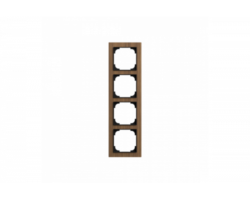 Cover frame 4gang wood walnut - Busch-art linear