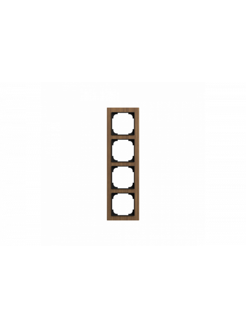 Cover frame 4gang wood walnut - Busch-art linear