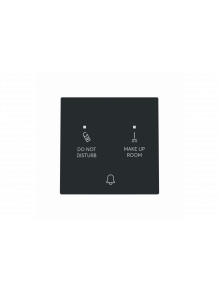 Busch-Jaeger – 2029 UC-45M Klingeltaster DND/MUR 230 V Symbol "Klingel" / DO NOT DISTURB, MAKE UP ROOM Einzeltaster 1-polig, mit LED 1 Schließer schwarz matt - Busch-art linear®