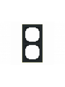 Cover frame with decor ring 2gang black matt / gold - Busch-art linear