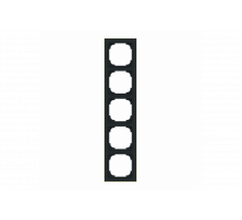 Cover frame with decor ring 5gang black matt / gold - Busch-art linear