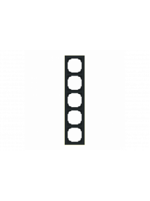 Cover frame with decor ring 5gang black matt / gold - Busch-art linear