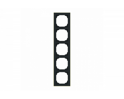 Cover frame with decor ring 5gang black matt / gold - Busch-art linear
