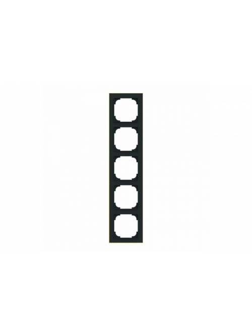 Cover frame with decor ring 5gang black matt / gold - Busch-art linear