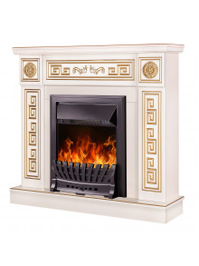 Каминокомплект Versailles gold & Pluton, 1020x1100x300 мм, 2000W, Термостат, 5 режимов интенсивности пламени, Таймер