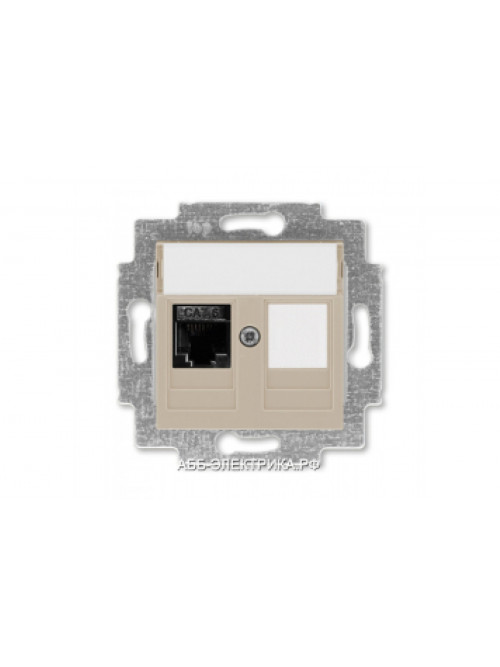 Розетка информационная ABB Levit RJ45 категория 6 и заглушка кофе макиато