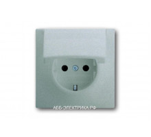 Розетка с/з с крышкой, цвет Серебро, ABB Impuls