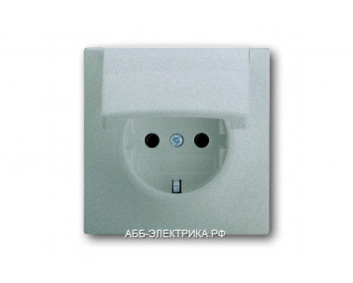 Розетка с/з с крышкой, цвет Серебро, ABB Impuls