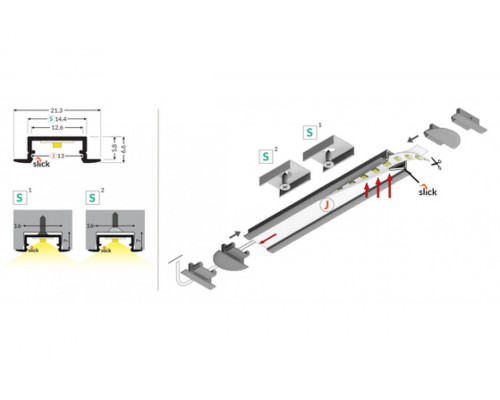 профиль LED BEGTIN12 J/S 1000 белый крашеный/ в упаковке