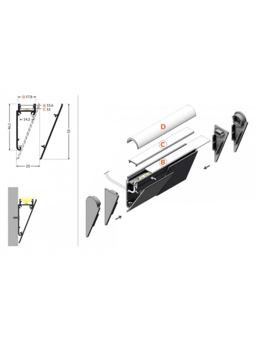 profil LED WALLE12 BCD 4050 biały mal. /op