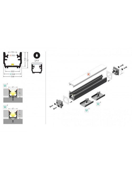 profil LED FLOOR12 K/U 4050 anod.