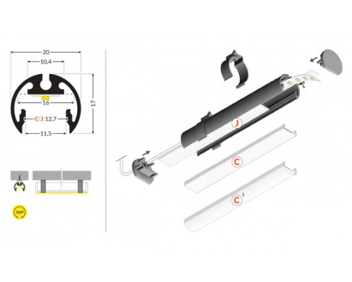 профиль LED PEN12 CJ 1000 белый крашеный/ в упаковке