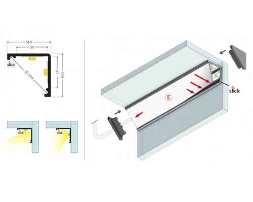 профиль LED CABI12 DUO E 2000 анодированный