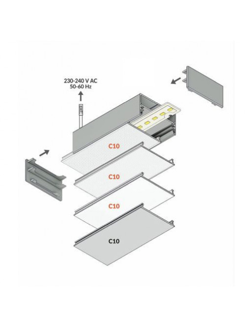 Profil LED aparent LOWI C10, aluminiu anodizat, lungime 2m
