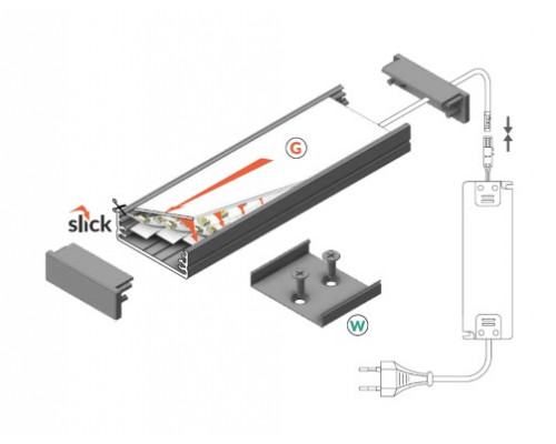 Profil LED aparent WIDE 24, aluminiu anodizat, lungime 2m