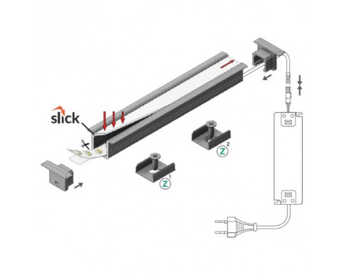 Profil LED încastrat SMART IN 10, alb, lungime 2m