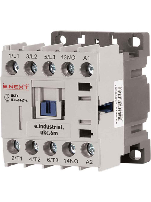 Контактор e.industrial.ukc.6M.220, 6А, 220В, no, малогабаритный