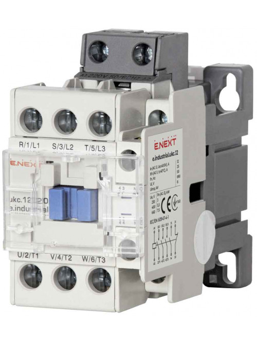 Контактор e.industrial.ukc.12.220, 12А, 220В, no+nc