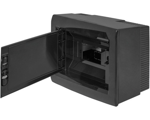 Корпус пластиковый на  8 модулей e.plbox.pro.n.08b.black навесной, черный с непрозрачными дверями IP40