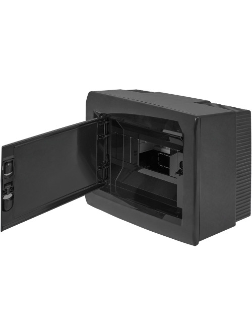 Корпус пластиковый на  8 модулей e.plbox.pro.n.08b.black навесной, черный с непрозрачными дверями IP40