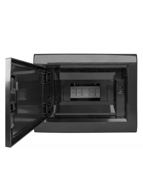 Корпус пластиковый на  8 модулей e.plbox.pro.n.08b.black навесной, черный с непрозрачными дверями IP40