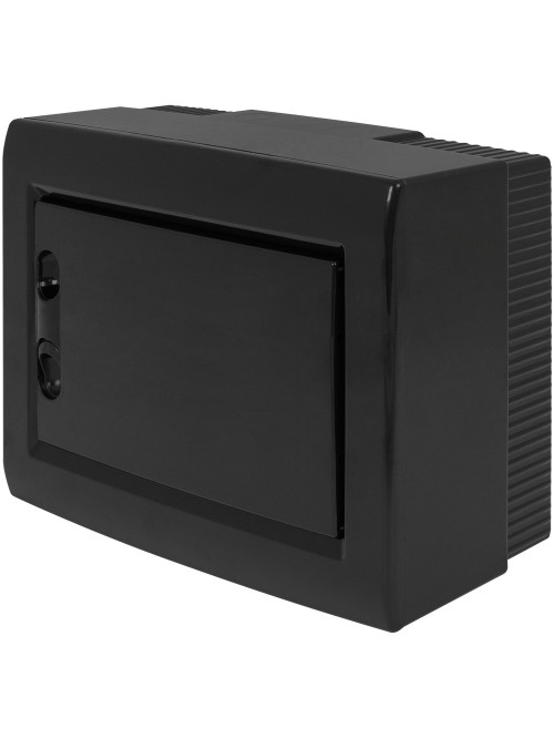 Корпус пластиковый на  8 модулей e.plbox.pro.n.08b.black навесной, черный с непрозрачными дверями IP40