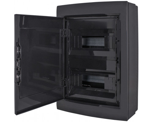 Корпус пластиковый на 24 модуля e.plbox.pro.n.24b.black навесной, черный с непрозрачными дверямиIP40