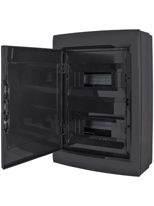 Корпус пластиковый на 24 модуля e.plbox.pro.n.24b.black навесной, черный с непрозрачными дверямиIP40