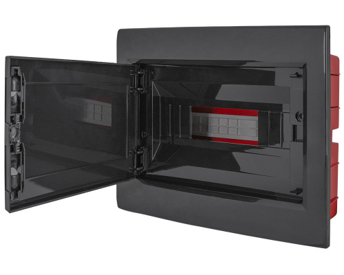 Корпус пластиковый на 12 модулей e.plbox.pro.w.12b.black встроенный, черный с непрозрачными дверями IP40