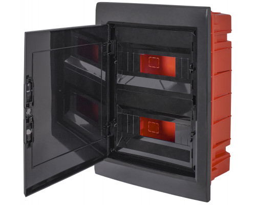 Корпус пластиковый на 24 модуля e.plbox.pro.w.24b.black встроенный, черный с непрозрачными дверями IP40