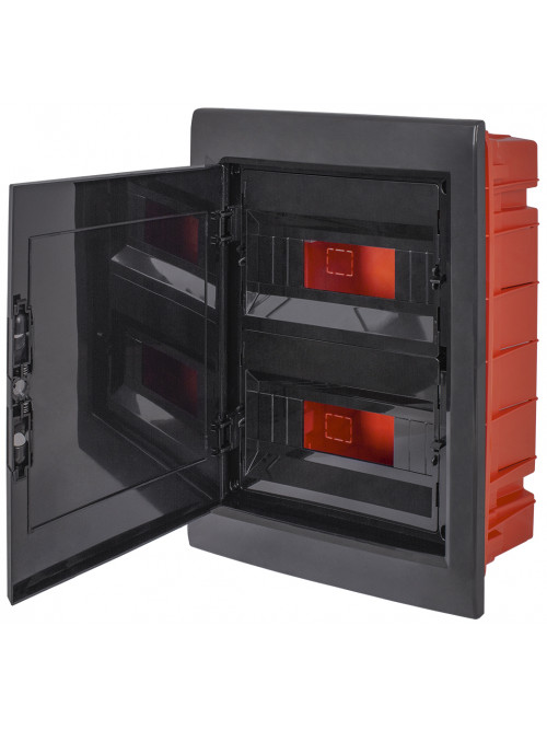 Корпус пластиковый на 24 модуля e.plbox.pro.w.24b.black встроенный, черный с непрозрачными дверями IP40