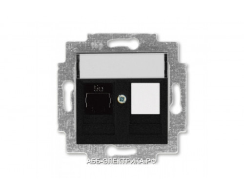 Розетка информационная ABB Levit RJ45 категория 5e и заглушка антрацит