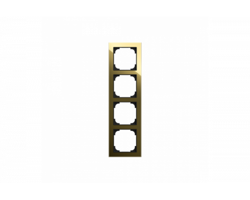 Cover frame 4gang glass black / gold - Busch-art linear
