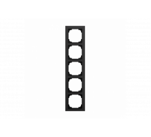 Cover frame 5gang aluminium black - Busch-art linear