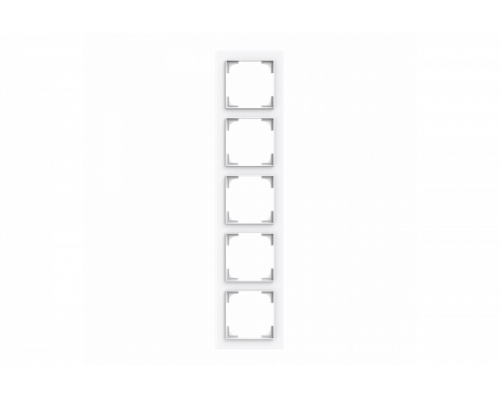 Cover frame 5gang studio white - Busch-art linear