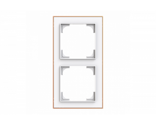 Cover frame with decor ring 2gang studio white matt / rose gold - Busch-art linear
