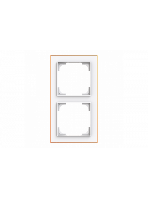 Cover frame with decor ring 2gang studio white matt / rose gold - Busch-art linear