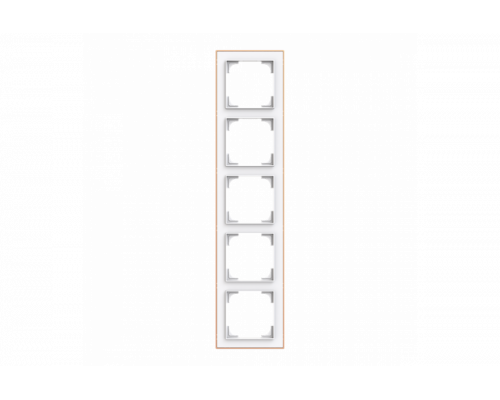 Cover frame with decor ring 5gang studio white matt / rose gold - Busch-art linear