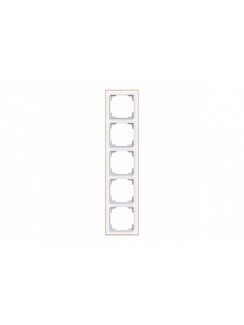 Cover frame with decor ring 5gang studio white matt / rose gold - Busch-art linear