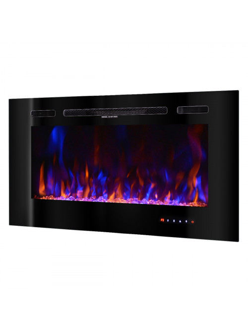 Встраиваемый/настенный электрокамин Beverly, 544x1016x140 mm, 1500W, 3 цветов пламени, 5 режимов интенсивности пламени, Дрова и кристаллы