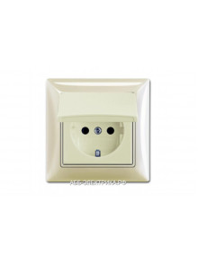 Розетка с/з с крышкой IP44, цвет Бежевый, ABB Basic 55