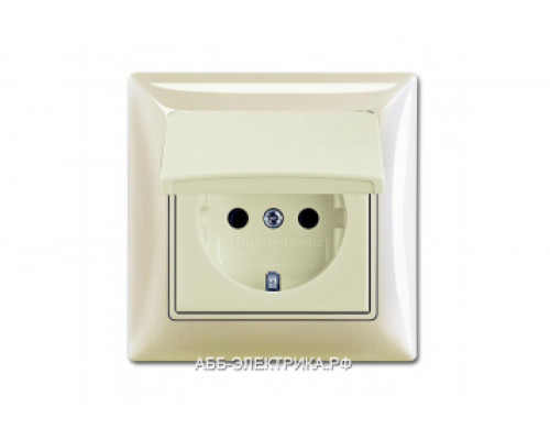 Розетка с/з с крышкой IP44, цвет Бежевый, ABB Basic 55